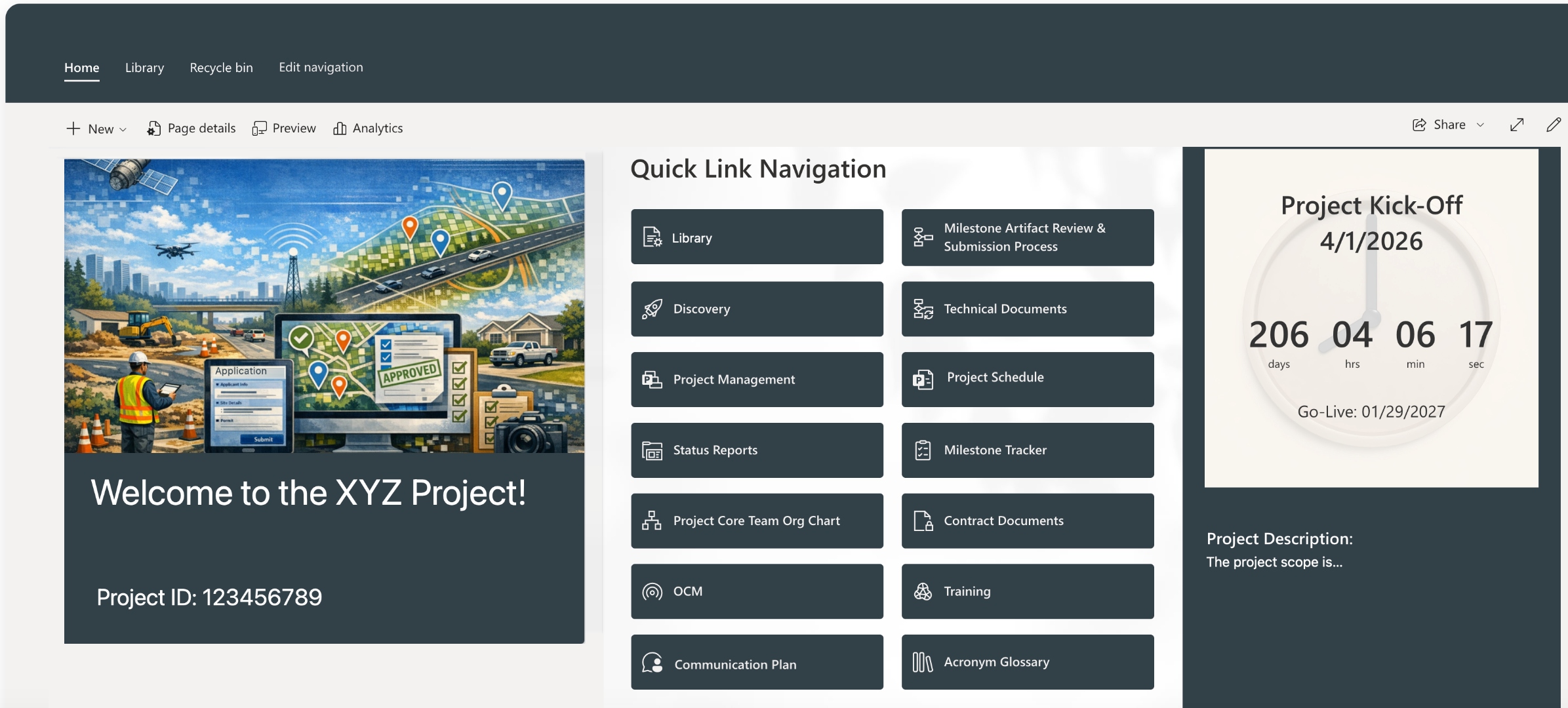 Example SharePoint project site